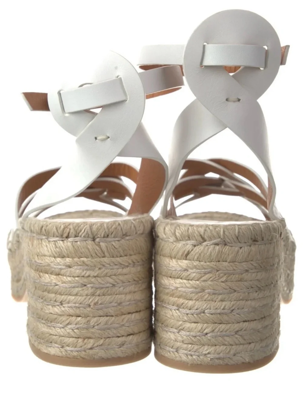 New Clergerie Elea Leather Espadrilles White Open Toe Sandals Sz. 42 US 11-11.5